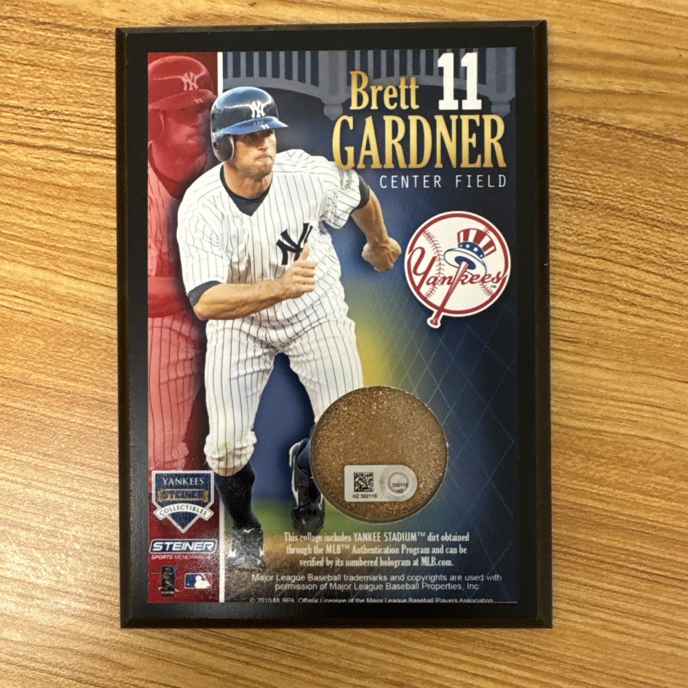 Brett Gardner #11 Yankee centerfield with dirt plaque New York MLB NY  baseball‎